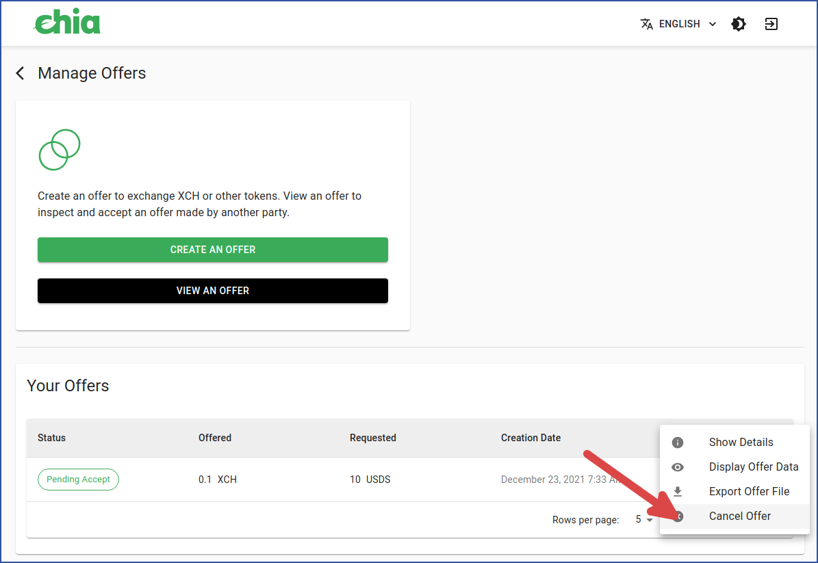 Cancel an offer